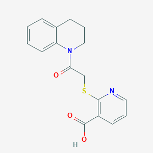 molecular formula C17H16N2O3S B11213334 2-[2-(3,4-dihydro-2H-quinolin-1-yl)-2-oxoethyl]sulfanylpyridine-3-carboxylic acid CAS No. 312921-79-2