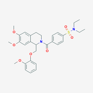 molecular formula C30H36N2O7S B11213346 4-(6,7-dimethoxy-1-((2-methoxyphenoxy)methyl)-1,2,3,4-tetrahydroisoquinoline-2-carbonyl)-N,N-diethylbenzenesulfonamide 