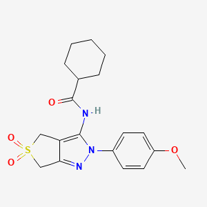 N-(2-(4-methoxyphenyl)-5,5-dioxido-4,6-dihydro-2H-thieno[3,4-c]pyrazol-3-yl)cyclohexanecarboxamide