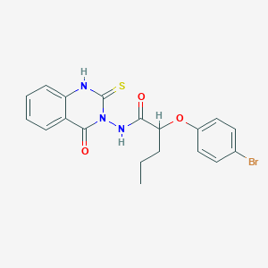 2-(4-bromophenoxy)-N-(4-oxo-2-sulfanylidene-1H-quinazolin-3-yl)pentanamide