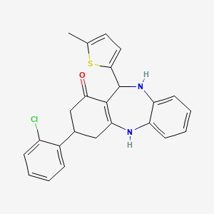 molecular formula C24H21ClN2OS B11213375 3-(2-Chlorophenyl)-11-(5-methyl-2-thienyl)-2,3,4,5,10,11-hexahydro-1H-dibenzo[B,E][1,4]diazepin-1-one 