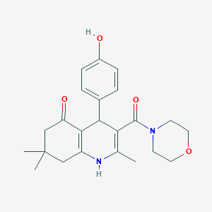 molecular formula C23H28N2O4 B11213379 4-(4-hydroxyphenyl)-2,7,7-trimethyl-3-(morpholin-4-ylcarbonyl)-4,6,7,8-tetrahydroquinolin-5(1H)-one 