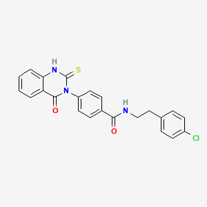 molecular formula C23H18ClN3O2S B11213467 N-[2-(4-chlorophenyl)ethyl]-4-(4-oxo-2-sulfanylidene-1H-quinazolin-3-yl)benzamide 