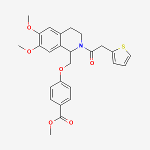 molecular formula C26H27NO6S B11213492 Methyl 4-((6,7-dimethoxy-2-(2-(thiophen-2-yl)acetyl)-1,2,3,4-tetrahydroisoquinolin-1-yl)methoxy)benzoate 