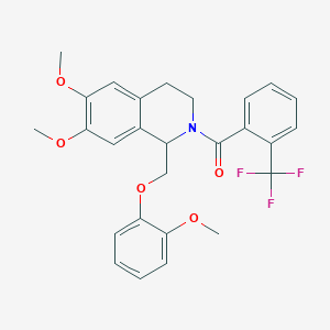 (6,7-dimethoxy-1-((2-methoxyphenoxy)methyl)-3,4-dihydroisoquinolin-2(1H)-yl)(2-(trifluoromethyl)phenyl)methanone