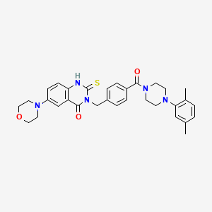 molecular formula C32H35N5O3S B11213510 3-(4-{[4-(2,5-dimethylphenyl)piperazin-1-yl]carbonyl}benzyl)-6-morpholin-4-yl-2-thioxo-2,3-dihydroquinazolin-4(1H)-one 