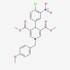 molecular formula C23H21ClN2O7 B11213525 Dimethyl 4-(4-chloro-3-nitrophenyl)-1-(4-methoxybenzyl)-1,4-dihydropyridine-3,5-dicarboxylate 