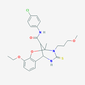 N-(4-chlorophenyl)-10-ethoxy-3-(3-methoxypropyl)-2-methyl-4-thioxo-3,4,5,6-tetrahydro-2H-2,6-methano-1,3,5-benzoxadiazocine-11-carboxamide