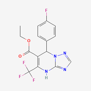 molecular formula C15H12F4N4O2 B11213546 Ethyl 7-(4-fluorophenyl)-5-(trifluoromethyl)-4,7-dihydro[1,2,4]triazolo[1,5-a]pyrimidine-6-carboxylate 