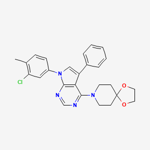 molecular formula C26H25ClN4O2 B11213582 8-[7-(3-chloro-4-methylphenyl)-5-phenyl-7H-pyrrolo[2,3-d]pyrimidin-4-yl]-1,4-dioxa-8-azaspiro[4.5]decane 