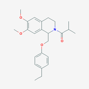 molecular formula C24H31NO4 B11213588 1-(1-((4-ethylphenoxy)methyl)-6,7-dimethoxy-3,4-dihydroisoquinolin-2(1H)-yl)-2-methylpropan-1-one 