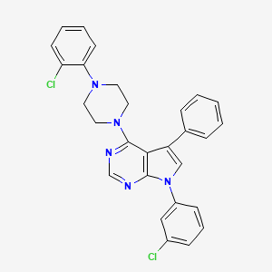 molecular formula C28H23Cl2N5 B11213590 7-(3-chlorophenyl)-4-[4-(2-chlorophenyl)piperazin-1-yl]-5-phenyl-7H-pyrrolo[2,3-d]pyrimidine 