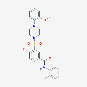 4-fluoro-3-((4-(2-methoxyphenyl)piperazin-1-yl)sulfonyl)-N-(o-tolyl)benzamide