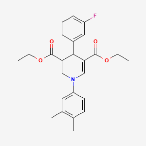 molecular formula C25H26FNO4 B11213651 Diethyl 1-(3,4-dimethylphenyl)-4-(3-fluorophenyl)-1,4-dihydropyridine-3,5-dicarboxylate 