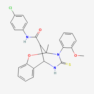 molecular formula C25H22ClN3O3S B11213675 N-(4-chlorophenyl)-3-(2-methoxyphenyl)-2-methyl-4-thioxo-3,4,5,6-tetrahydro-2H-2,6-methano-1,3,5-benzoxadiazocine-11-carboxamide 