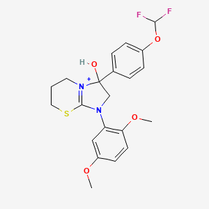 molecular formula C21H23F2N2O4S+ B11213679 3-[4-(difluoromethoxy)phenyl]-1-(2,5-dimethoxyphenyl)-3-hydroxy-2,3,6,7-tetrahydro-5H-imidazo[2,1-b][1,3]thiazin-1-ium 