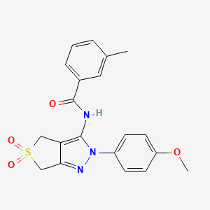 molecular formula C20H19N3O4S B11213683 N-(2-(4-methoxyphenyl)-5,5-dioxido-4,6-dihydro-2H-thieno[3,4-c]pyrazol-3-yl)-3-methylbenzamide 