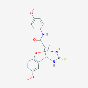 molecular formula C20H21N3O4S B11213687 8-methoxy-N-(4-methoxyphenyl)-2-methyl-4-thioxo-3,4,5,6-tetrahydro-2H-2,6-methano-1,3,5-benzoxadiazocine-11-carboxamide 