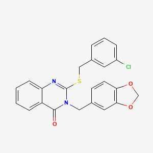 molecular formula C23H17ClN2O3S B11213701 3-(1,3-benzodioxol-5-ylmethyl)-2-[(3-chlorobenzyl)sulfanyl]quinazolin-4(3H)-one 