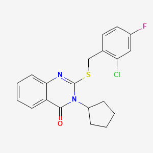 molecular formula C20H18ClFN2OS B11213716 2-[(2-chloro-4-fluorobenzyl)sulfanyl]-3-cyclopentylquinazolin-4(3H)-one 