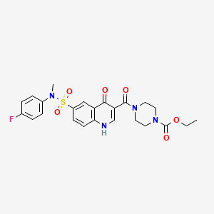 molecular formula C24H25FN4O6S B11213721 Ethyl 4-[[6-[[(4-Fluorophenyl)methylamino]sulfonyl]-1,4-dihydro-4-oxo-3-quinolinyl]carbonyl]-1-piperazinecarboxylate 