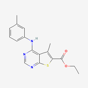 molecular formula C17H17N3O2S B11213744 Ethyl 5-methyl-4-[(3-methylphenyl)amino]thieno[2,3-d]pyrimidine-6-carboxylate 