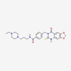 N-(3-(4-ethylpiperazin-1-yl)propyl)-4-((8-oxo-6-thioxo-5,6-dihydro-[1,3]dioxolo[4,5-g]quinazolin-7(8H)-yl)methyl)benzamide