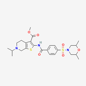 molecular formula C25H33N3O6S2 B11213800 Methyl 2-(4-((2,6-dimethylmorpholino)sulfonyl)benzamido)-6-isopropyl-4,5,6,7-tetrahydrothieno[2,3-c]pyridine-3-carboxylate 