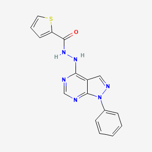 molecular formula C16H12N6OS B11213829 N'-(1-phenyl-1H-pyrazolo[3,4-d]pyrimidin-4-yl)thiophene-2-carbohydrazide 