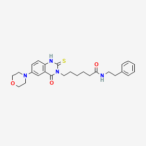 molecular formula C26H32N4O3S B11213842 6-(6-morpholin-4-yl-4-oxo-2-thioxo-1,4-dihydroquinazolin-3(2H)-yl)-N-(2-phenylethyl)hexanamide 