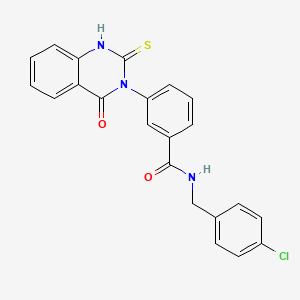 molecular formula C22H16ClN3O2S B11213852 N-[(4-chlorophenyl)methyl]-3-(4-oxo-2-sulfanylidene-1H-quinazolin-3-yl)benzamide 