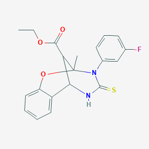 ethyl 3-(3-fluorophenyl)-2-methyl-4-thioxo-3,4,5,6-tetrahydro-2H-2,6-methano-1,3,5-benzoxadiazocine-11-carboxylate