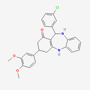 11-(3-chlorophenyl)-3-(3,4-dimethoxyphenyl)-3,4,10,11-tetrahydro-2H-dibenzo[b,e][1,4]diazepin-1-ol