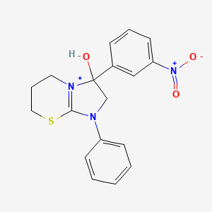 3-hydroxy-3-(3-nitrophenyl)-1-phenyl-2,3,6,7-tetrahydro-5H-imidazo[2,1-b][1,3]thiazin-1-ium