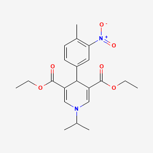 molecular formula C21H26N2O6 B11213910 Diethyl 4-(4-methyl-3-nitrophenyl)-1-(propan-2-yl)-1,4-dihydropyridine-3,5-dicarboxylate 