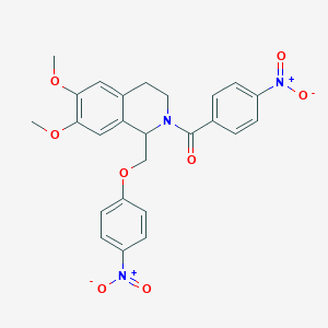 (6,7-dimethoxy-1-((4-nitrophenoxy)methyl)-3,4-dihydroisoquinolin-2(1H)-yl)(4-nitrophenyl)methanone