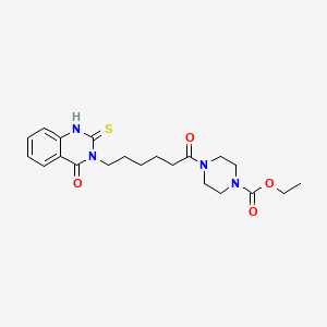 ethyl 4-(6-(4-oxo-2-thioxo-1,2-dihydroquinazolin-3(4H)-yl)hexanoyl)piperazine-1-carboxylate