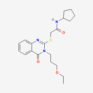 molecular formula C20H27N3O3S B11213997 N-cyclopentyl-2-{[3-(3-ethoxypropyl)-4-oxo-3,4-dihydroquinazolin-2-yl]sulfanyl}acetamide 