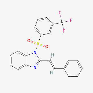 molecular formula C22H15F3N2O2S B11214039 2-Styryl-1-((3-(trifluoromethyl)phenyl)sulfonyl)-1H-benzo[d]imidazole 