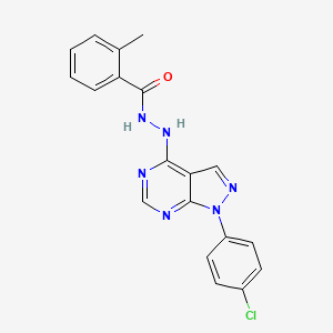 molecular formula C19H15ClN6O B11214064 N'-[1-(4-chlorophenyl)-1H-pyrazolo[3,4-d]pyrimidin-4-yl]-2-methylbenzohydrazide 