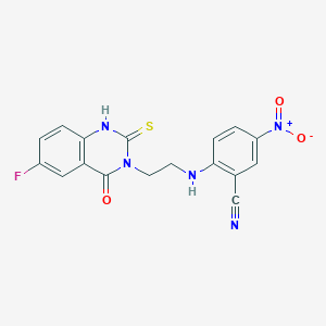 2-[2-(6-fluoro-4-oxo-2-sulfanylidene-1H-quinazolin-3-yl)ethylamino]-5-nitrobenzonitrile