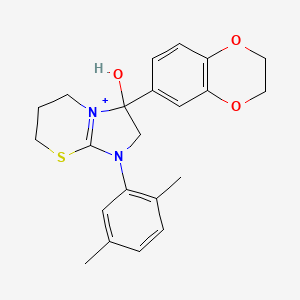 3-(2,3-dihydro-1,4-benzodioxin-6-yl)-1-(2,5-dimethylphenyl)-3-hydroxy-2,3,6,7-tetrahydro-5H-imidazo[2,1-b][1,3]thiazin-1-ium