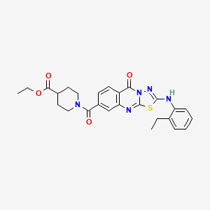 molecular formula C26H27N5O4S B11214087 Ethyl 1-{2-[(2-ethylphenyl)amino]-5-oxo-5H-[1,3,4]thiadiazolo[2,3-B]quinazoline-8-carbonyl}piperidine-4-carboxylate 