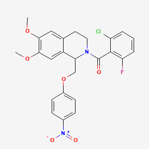 (2-chloro-6-fluorophenyl)(6,7-dimethoxy-1-((4-nitrophenoxy)methyl)-3,4-dihydroisoquinolin-2(1H)-yl)methanone