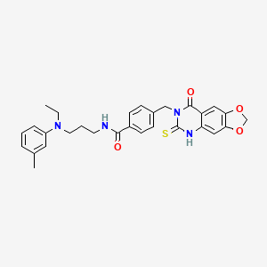 N-[3-(N-ethyl-3-methylanilino)propyl]-4-[(8-oxo-6-sulfanylidene-5H-[1,3]dioxolo[4,5-g]quinazolin-7-yl)methyl]benzamide