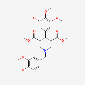 molecular formula C27H31NO9 B11214111 Dimethyl 1-(3,4-dimethoxybenzyl)-4-(3,4,5-trimethoxyphenyl)-1,4-dihydropyridine-3,5-dicarboxylate 