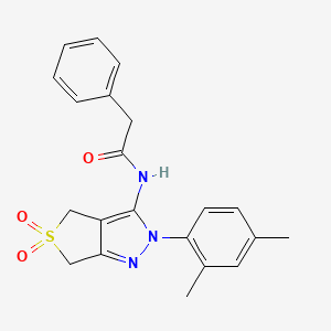 molecular formula C21H21N3O3S B11214120 N-(2-(2,4-dimethylphenyl)-5,5-dioxido-4,6-dihydro-2H-thieno[3,4-c]pyrazol-3-yl)-2-phenylacetamide 