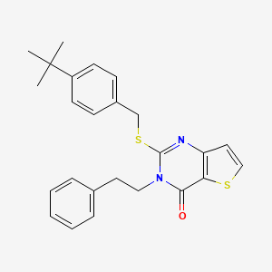 molecular formula C25H26N2OS2 B11214124 2-[(4-tert-butylbenzyl)sulfanyl]-3-(2-phenylethyl)thieno[3,2-d]pyrimidin-4(3H)-one 