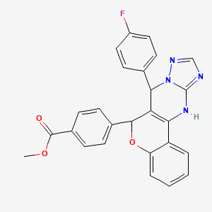 molecular formula C26H19FN4O3 B11214137 methyl 4-[7-(4-fluorophenyl)-7,11-dihydro-6H-chromeno[4,3-d][1,2,4]triazolo[1,5-a]pyrimidin-6-yl]benzoate 