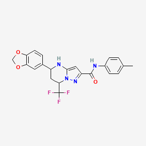 molecular formula C22H19F3N4O3 B11214155 5-(1,3-benzodioxol-5-yl)-N-(4-methylphenyl)-7-(trifluoromethyl)-4,5,6,7-tetrahydropyrazolo[1,5-a]pyrimidine-2-carboxamide 